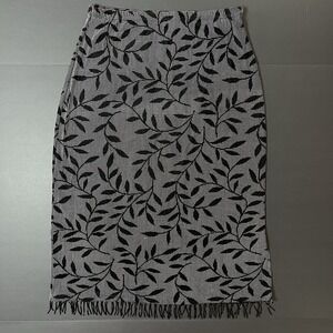 Vintage Susan Lawrence Women's M Skirt Black Fringe Art Geometric Made In USA
